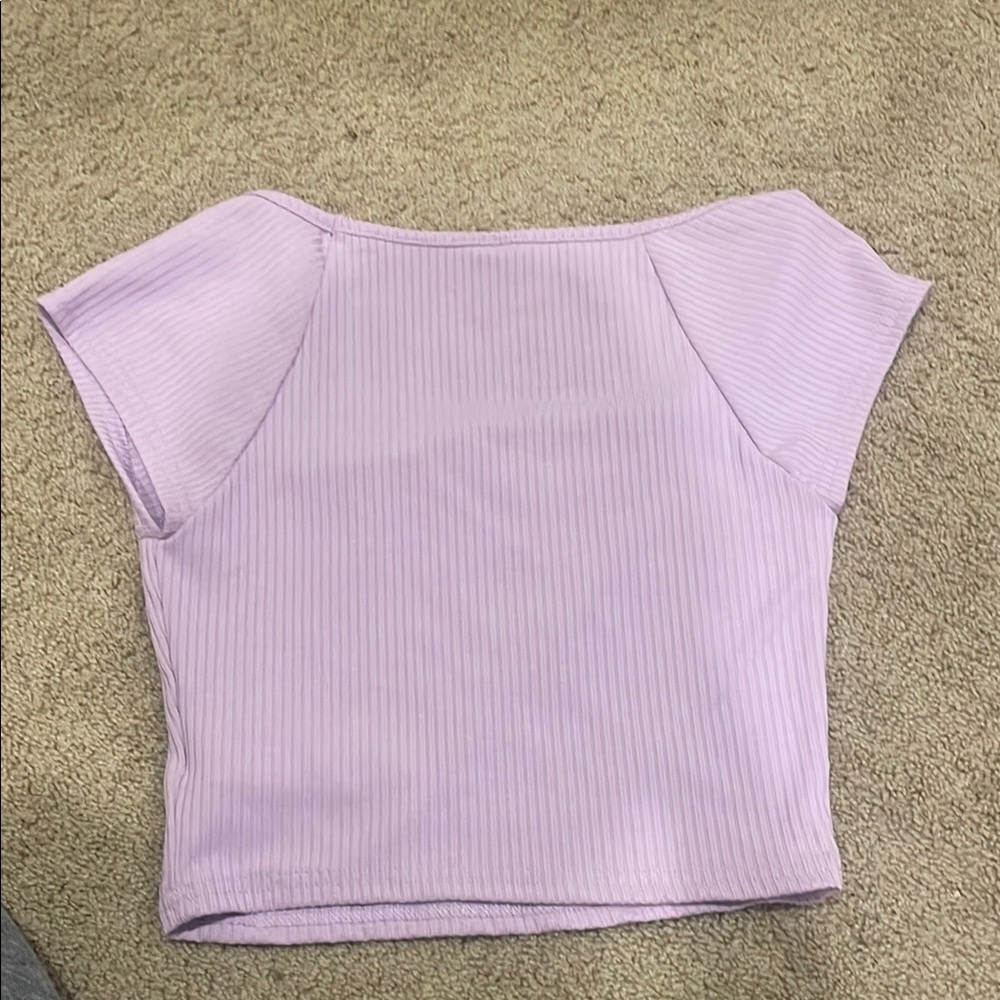 Lavender Ribbed Crop Top - Picture 2 of 2